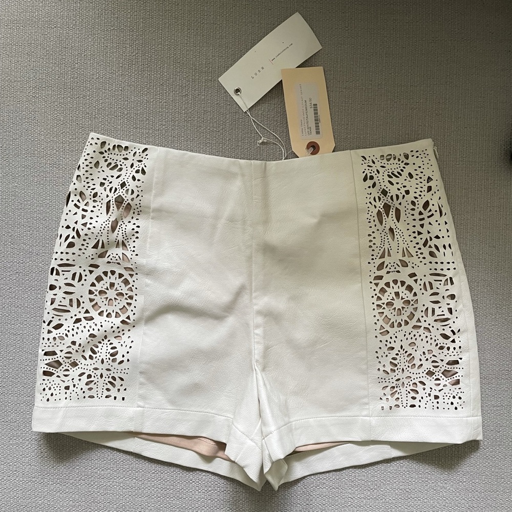 White Leather Shorts - Details - NEW with Tags